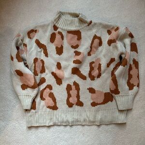 Cream and Brown Patterned Sweater